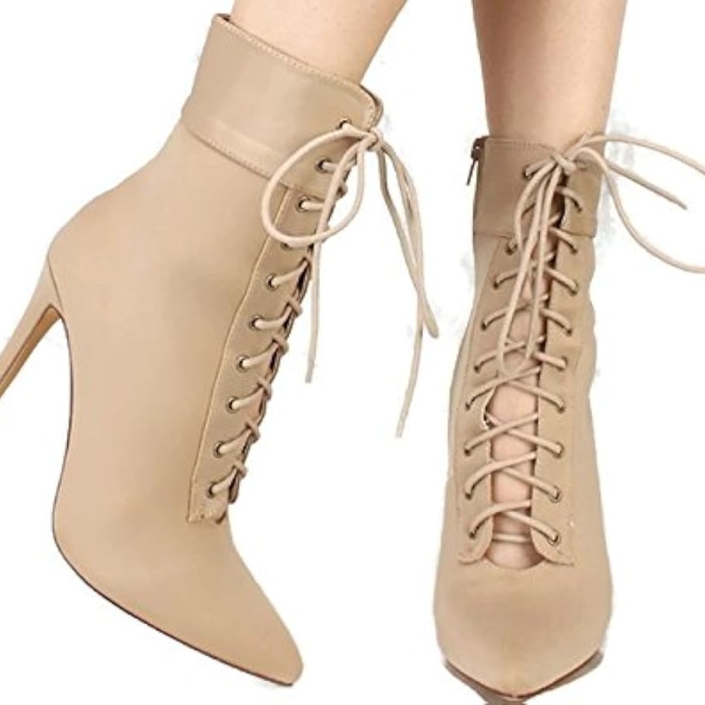 Elegant Tan Lace-Up Ankle Boots